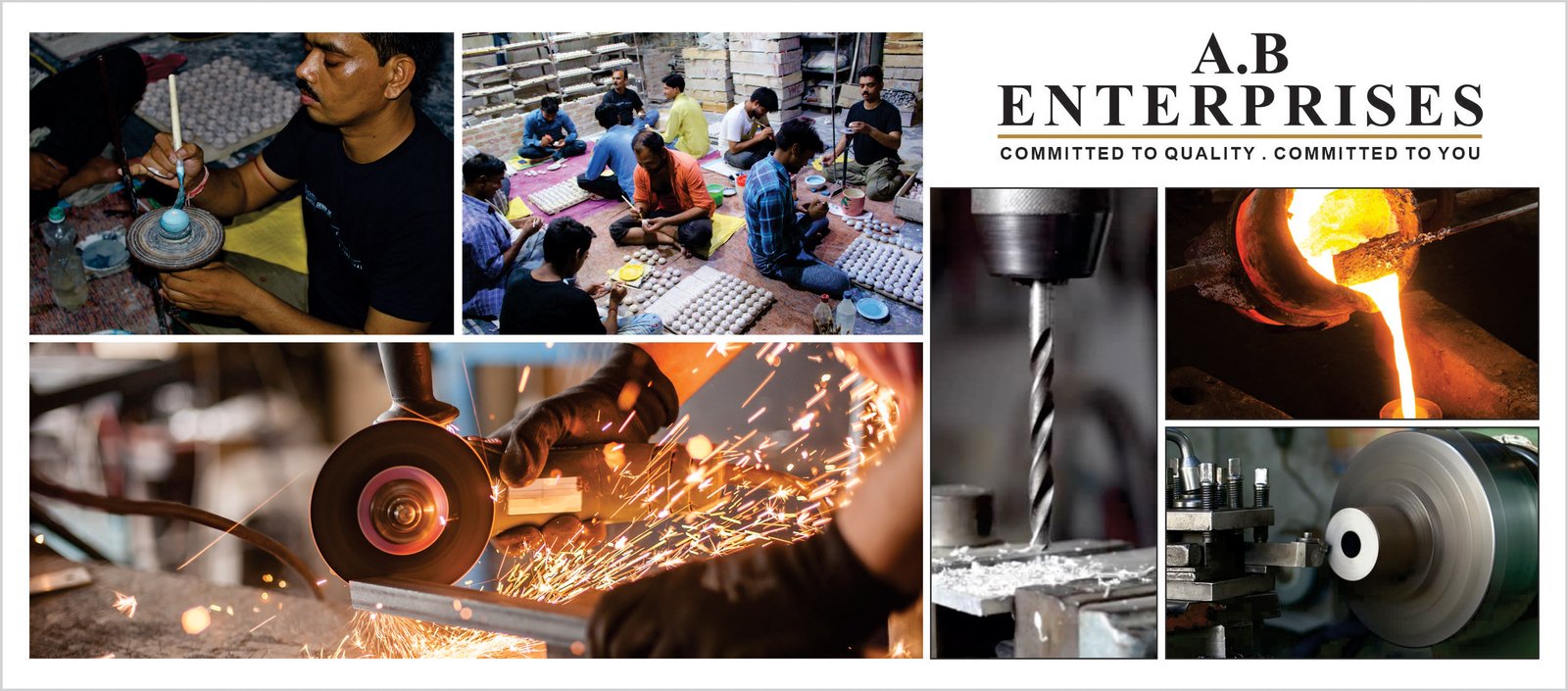 A.B. Enterprises factory with skilled workers manufacturing cast iron and ceramic hardware products
