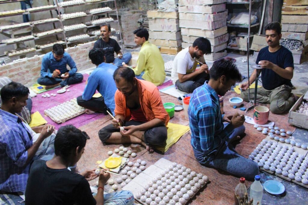 Packaging process at A.B. Enterprises decorative hardware factory