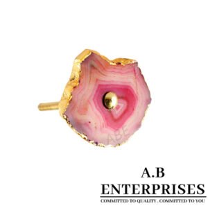 Agate Cabinet Knob in pink natural stone by A.B. Enterprises India