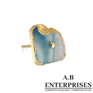 Agate Cabinet Knob in blue natural stone by A.B. Enterprises India