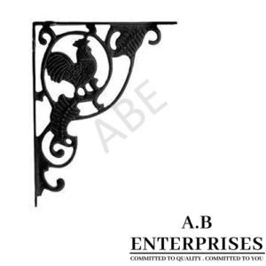 Handcrafted cast iron shelf bracket by A.B. Enterprises – strong and decorative wall support for homes, offices, and interiors.