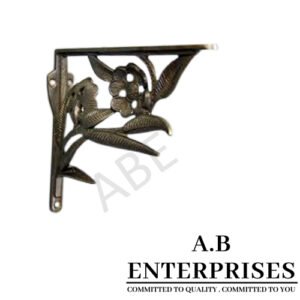 Handcrafted cast iron shelf bracket by A.B. Enterprises – strong and decorative wall support for homes, offices, and interiors.