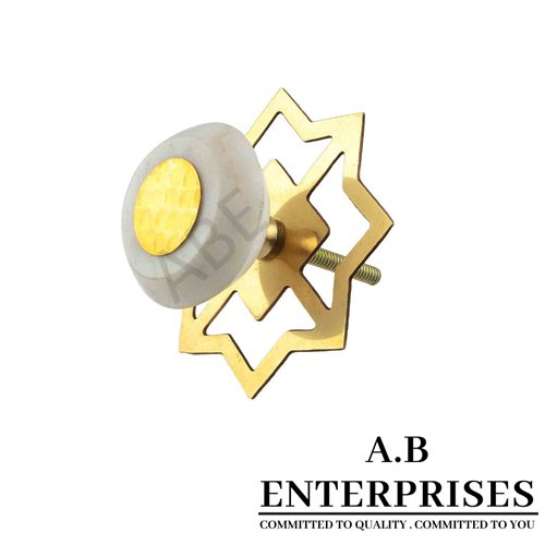 Marble Stone Cabinet Knob in round pattern by A.B. Enterprises India