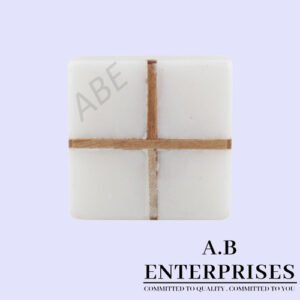 Marble Stone Cabinet Knob in white and golden pattern by A.B. Enterprises India