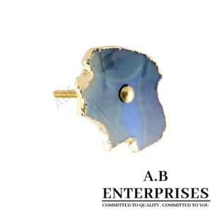 Agate Cabinet Knob in blue natural stone by A.B. Enterprises India