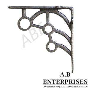 Handcrafted cast iron shelf bracket by A.B. Enterprises – strong and decorative wall support for homes, offices, and interiors.