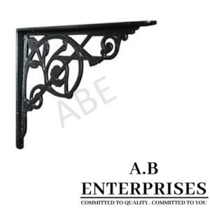 Handcrafted cast iron shelf bracket by A.B. Enterprises – strong and decorative wall support for homes, offices, and interiors.