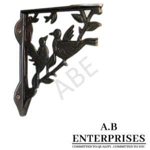 Handcrafted cast iron shelf bracket by A.B. Enterprises – strong and decorative wall support for homes, offices, and interiors.