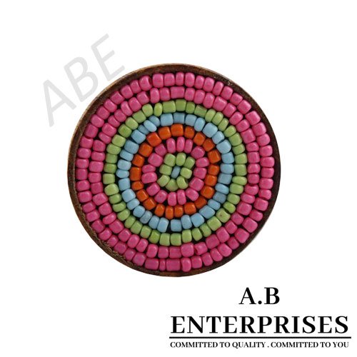 Wooden Cabinet Knob with multicolor beaded design by A.B. Enterprises India