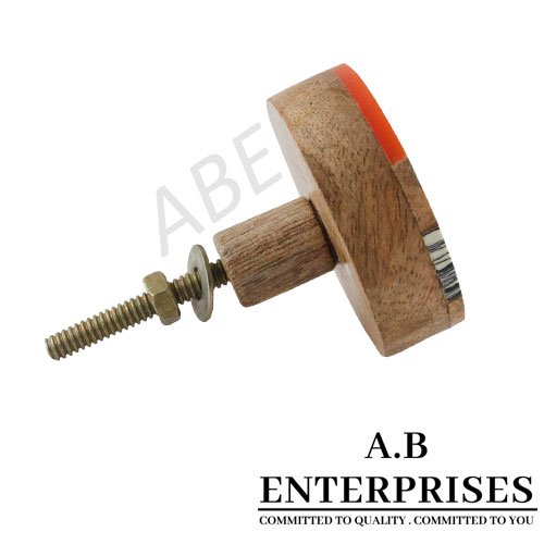 Wooden Cabinet Knob with tricolor design by A.B. Enterprises India
